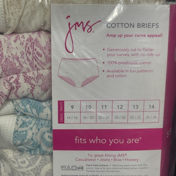 JMS Just My Size Lace Effects Cotton Briefs Plus Sz 14 Underwear Panties 5 Pairs - Picture 15 of 16